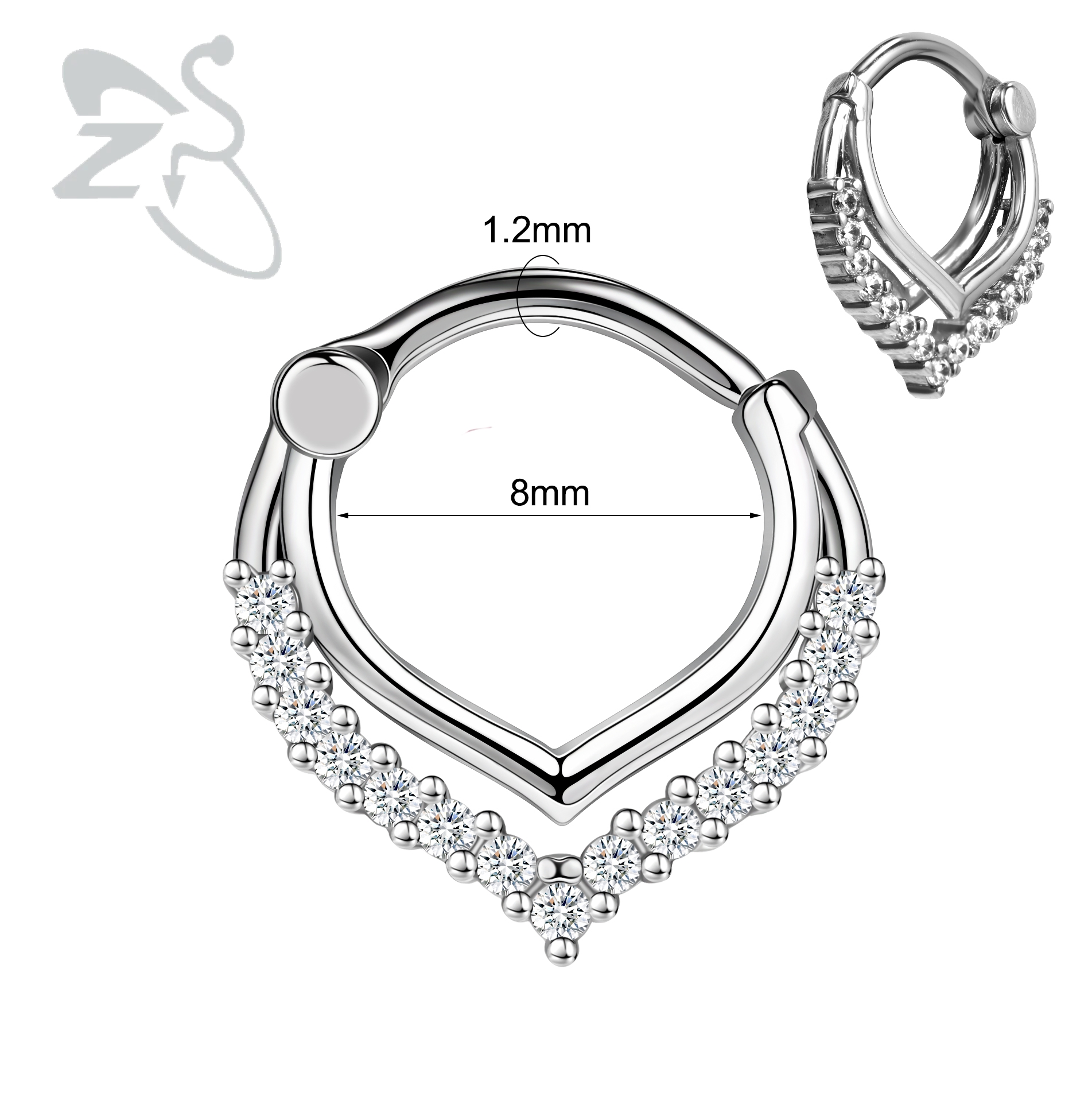 ZS 1PC serpent citrouille chauve-souris nez Piercing couleur noire Septum anneau acier inoxydable nez Clicker oreille Helix Cartilage Piercings 16G: Plaqué bronze antique