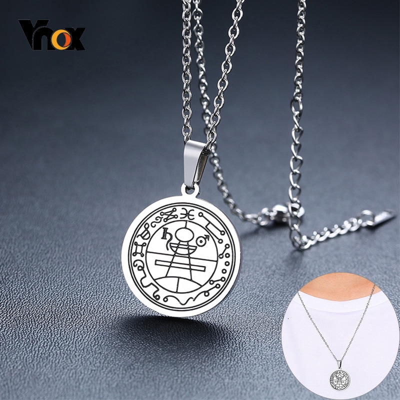 Vnox Rijkdom Fortune Amulet Pendnat Talisman Secret Zegel Van Solomon Unisex Kettingen Rvs Anti Allergie Casual Sieraden