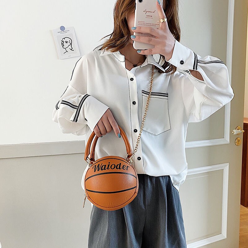 Pink Basketball Bag Female Net Red Korean Version Personality Mini One Shoulder Crossbody Chain Ball Bag