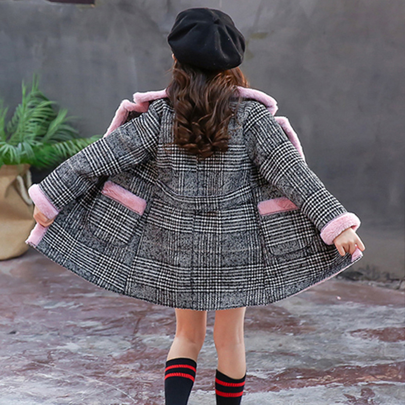 freundlicher Plaid Wolle Mantel Winter freundlicher Mädchen Mantel Wolle Mantel für Mädchen Jugendliche Kleinkind Lange Jacke lässig Warme Oberbekleidung