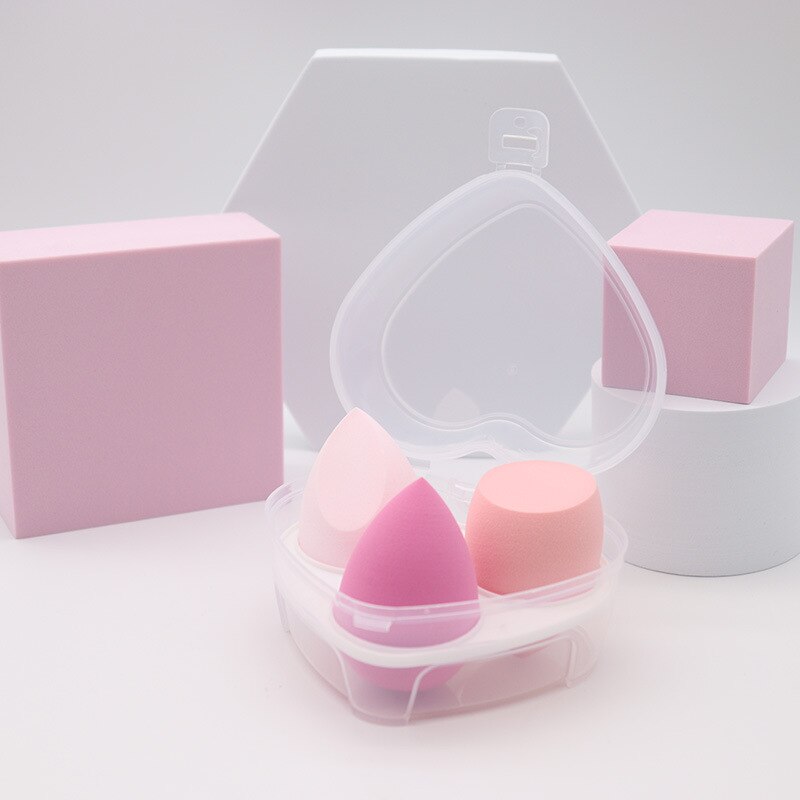 3/4 Piece Set Of Makeup Sponge, Puff, Healthy Latex Soft Sponge, Wet And Dry Set, Beveled Beauty Makeup Tool: 3 pcs Pink B