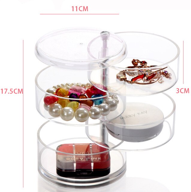 360 Degree Rotation Transparent Acrylic Cosmetics Storage Box Spin Multi-Function Detachable Makeup Beauty Organizer: SNH0004-2