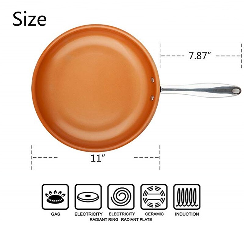 RedCopper FryPan 18/20/22/24 Cm Non-stick Aluminum Frying Pan Back Bottom Induction Cooker Aluminum Pan Stainless Steel Handle