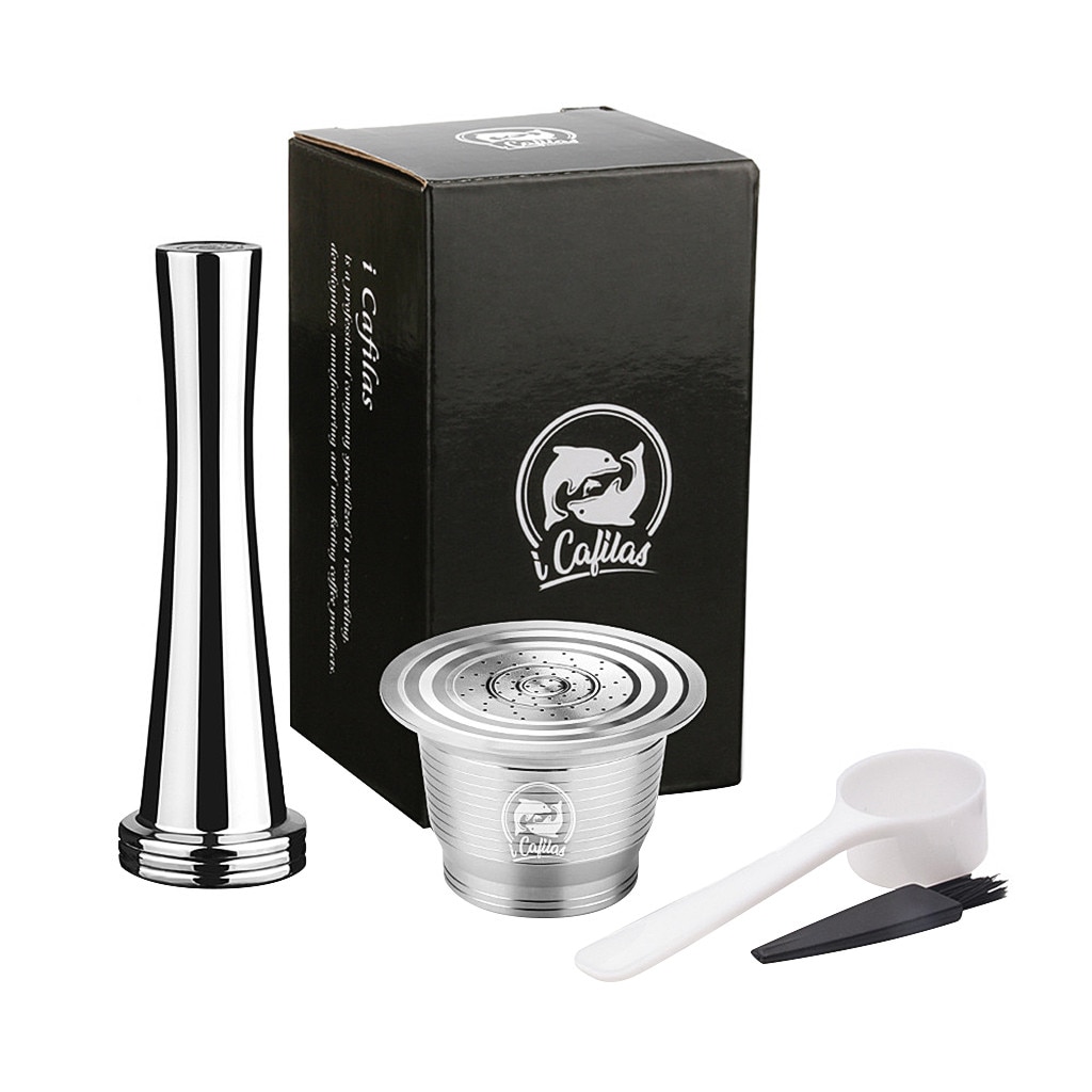 Refillable Coffee Capsule Pod Stainless Steel Filter Capsule Espresso Coffee filters and Tamper