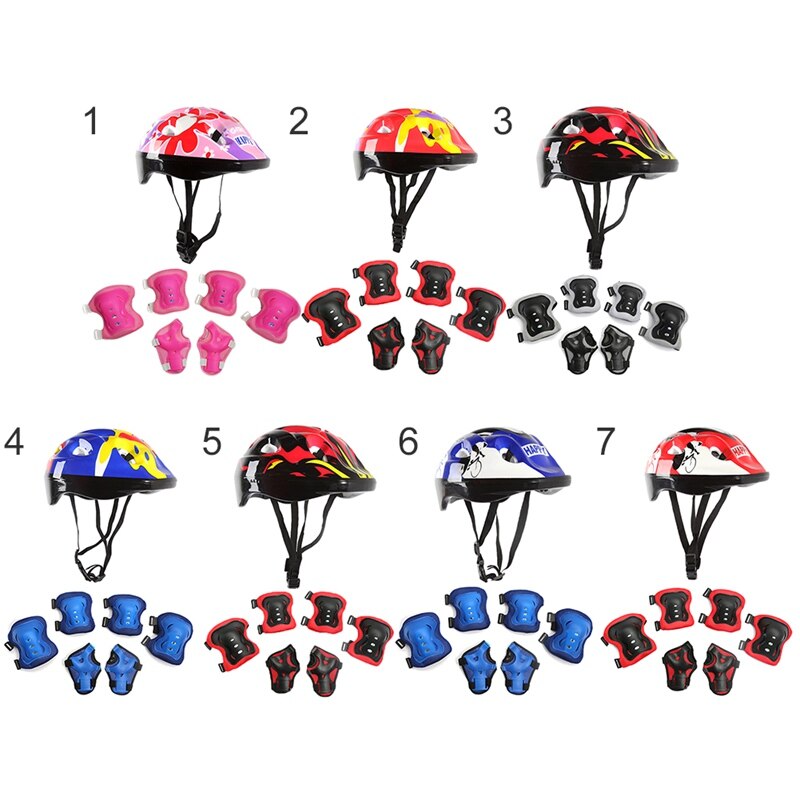 7 Pcs Skating Protective Gear Set Knee Wrist Guard Elbow Pads Bicycle Skateboard Ice Skating Roller Knee Protector Guard For Kid