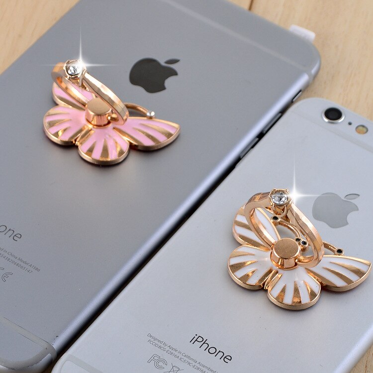 Metal Surface Butterfly Phone socket ring Holder Universal Mobile Phone Finger Holder Flexible Phone Stand for all Smart Phone