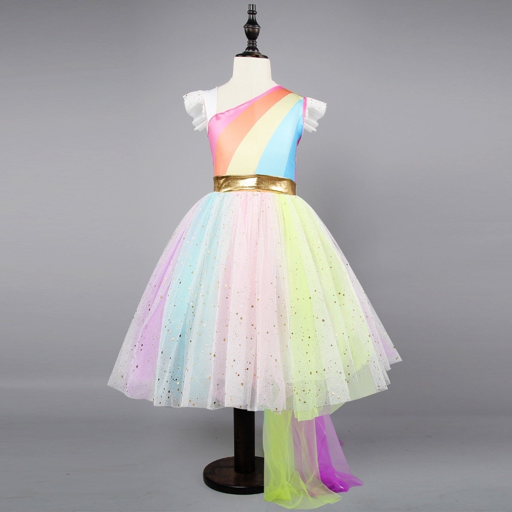 Fancy Dress for Girls Unicorn Party Dress up Kids Rainbow tutu Dresses for Girls Princess Girls Halloween Carnival Costume Wear