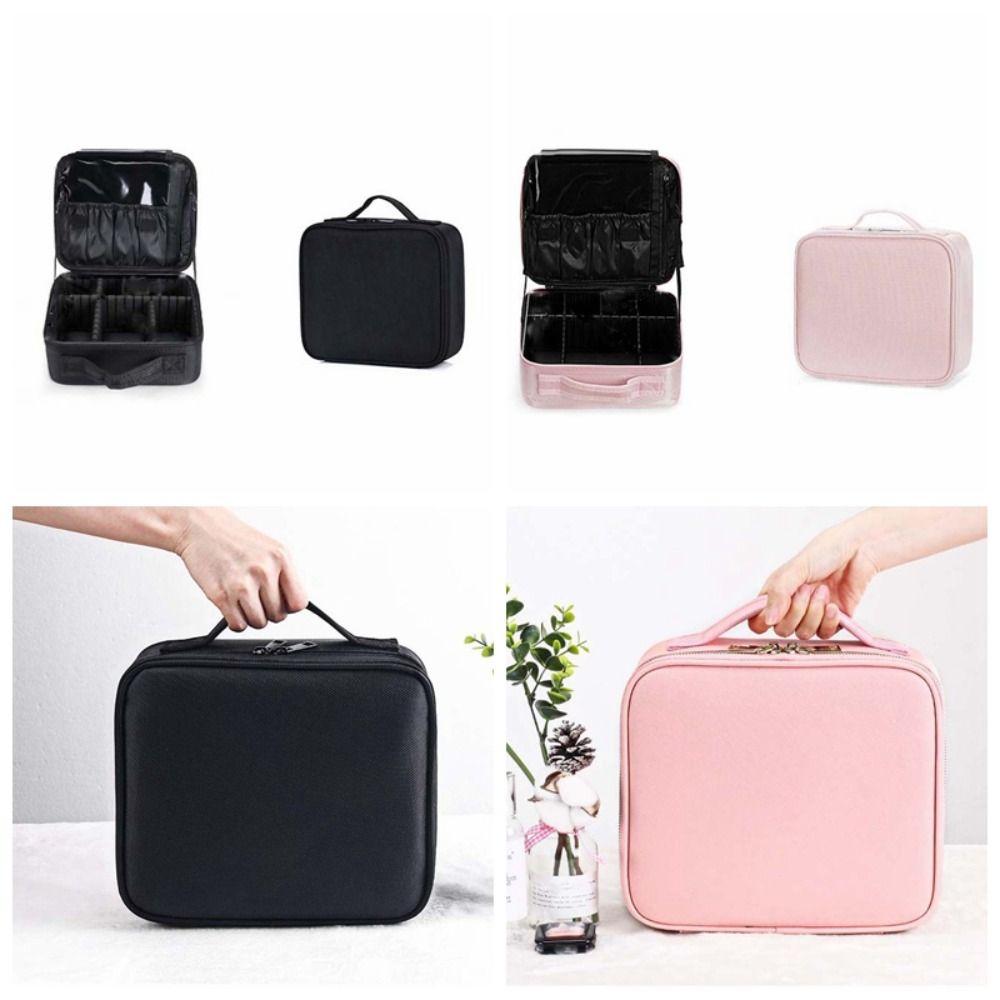 Large Capacity Cosmetic Bag Suitcase Anti-Splash Water Portable Handheld Makeup Bag PVC Compartment Portable Cosmetic Case