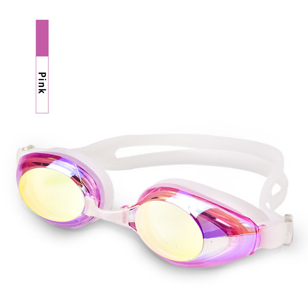 Men Swimming Goggles Anti Fog Uv Nose Bridge Adjustable Plating Waterproof Women Swim Glasses Adult Eyewear Earplug: Plating - pink