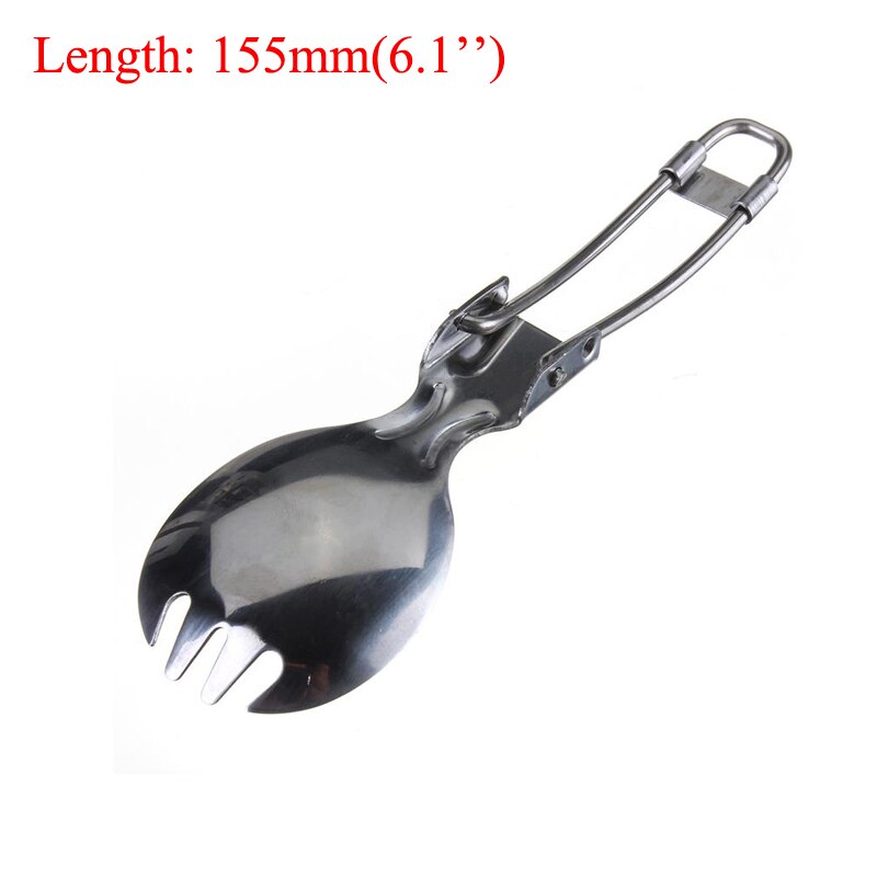 Mochila multiherramienta portátil para campamento, utensilios de cocina largos, cubiertos de Picnic de acero inoxidable, vajilla, tenedor, cuchara: Folding Spork