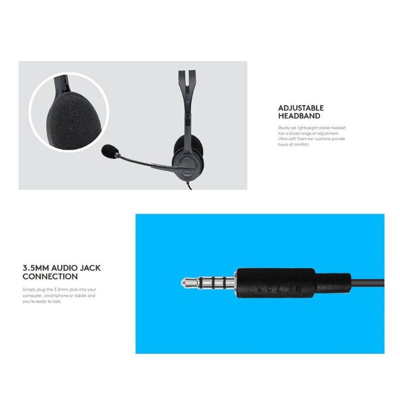 Logitech H110/H111 casque stéréo avec Microphone 3.5mm casque filaire ordinateur périphérique accessoires