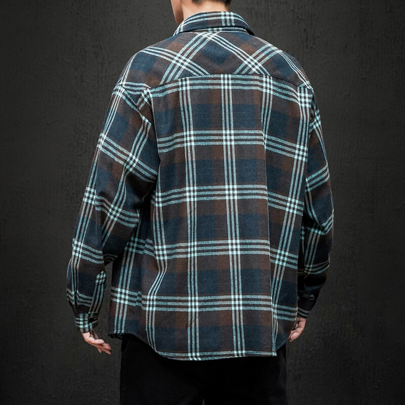 Herfst Casual Lange Mouwen Plaid Shirt Mannen Slim Fit Katoen Mannen Shirt Mannelijke Kleding Turn-Down Kraag tops M-5XL