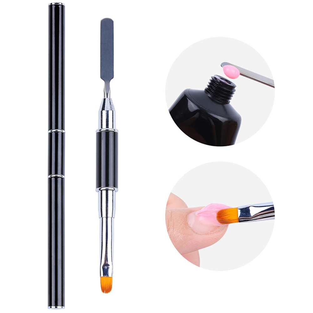 1Pc Dual Ended Nail Art Acryl Uv Gel Extension Builder Bloem Schilderen Pen Brush Uv Gel Remover Spatel Stok manicure Tool