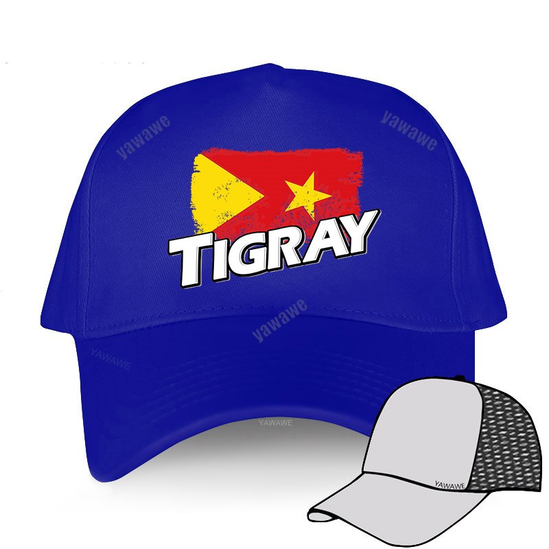 Tigray Region Flag Baseball Cap Hat Mens Black Sun Hip Hop Casual Boys Women Casquette Fish Outdoor Spring Bonnet: blue mesh