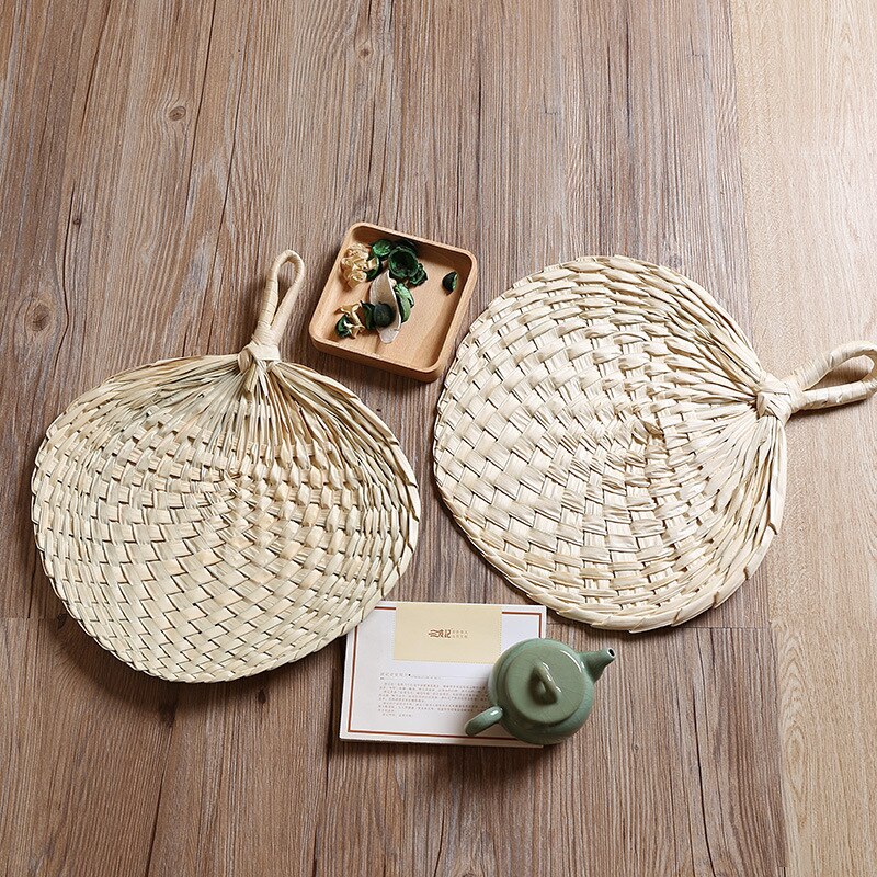 Chinese Style Handmade Fan Retro Natural Bamboo Braided Fan Summer Cooling Hand Fan Art Crafts Woven Fan Home Decorations