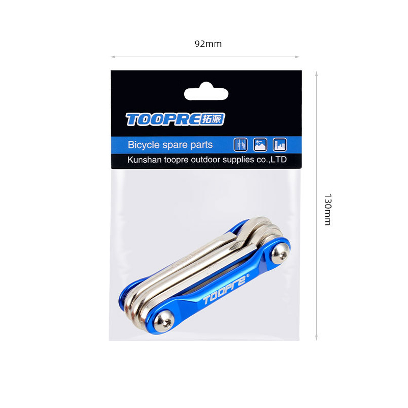 TOOPRE TL-833 Opvouwbare stalen binnenzeskantsleutelboxset Draagbaar zeshoekig middengat Multifunctioneel onderhoudsgereedschap