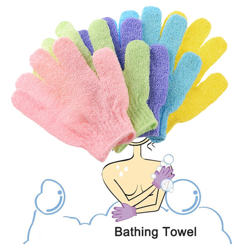 Exfoliating bathing gloves massage spa body scrub bath gloves 1 pair of five fingers soft and durable