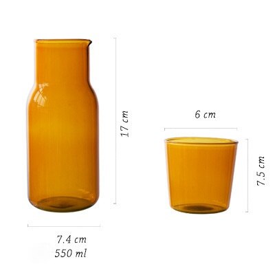 Floriddle högt borosilikatglas en person tekanna färg liten kapacitet kallvatten mjölkkopp enkel kallvattenkanna: Orange uppsättning