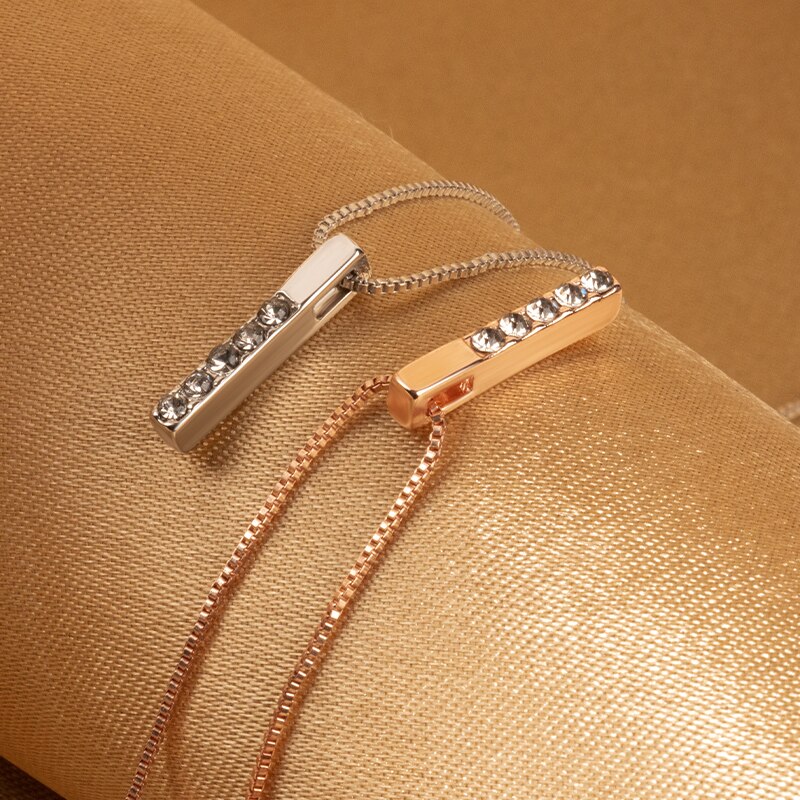 Muzhi Mode Strip Geometrische Cubic Zirkoon Hanger Kettingen Voor Vrouwen Rose Gouden Ketting Choker Ketting Verjaardag Sieraden