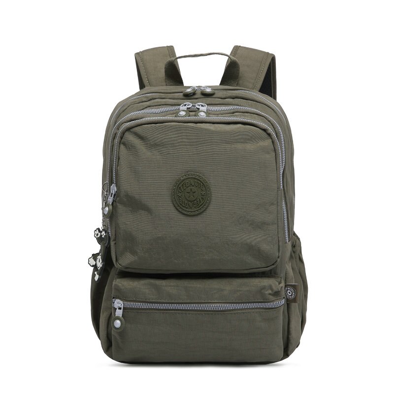 TEGAOTE-Mochila clásica de nailon para mujer, morral escolar para adolescentes, mochila de estudiante estilo pijo, morral femenino: Verde militar
