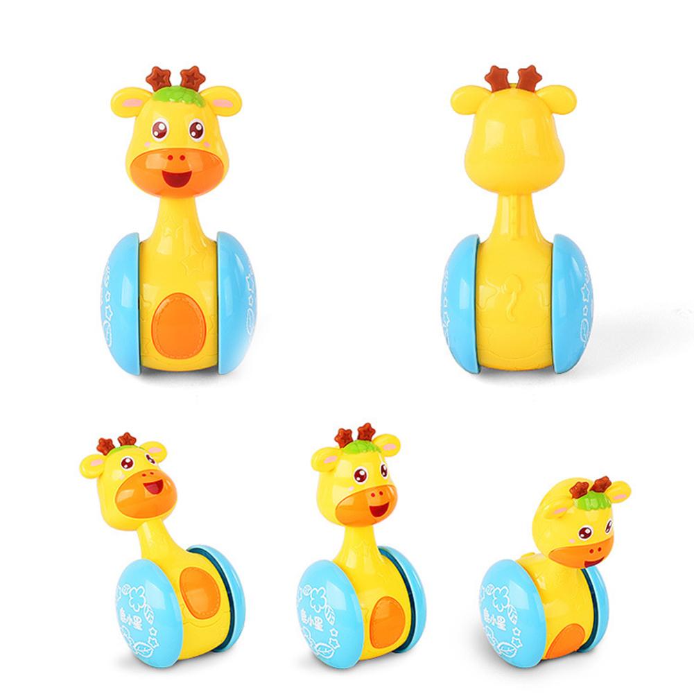 Cartoon Giraffe Tumbler Toy Giraffe Educational Toys Roly-poly Toy Shaking Bell for Vision Hearing Tactility Crawl Reach Ability