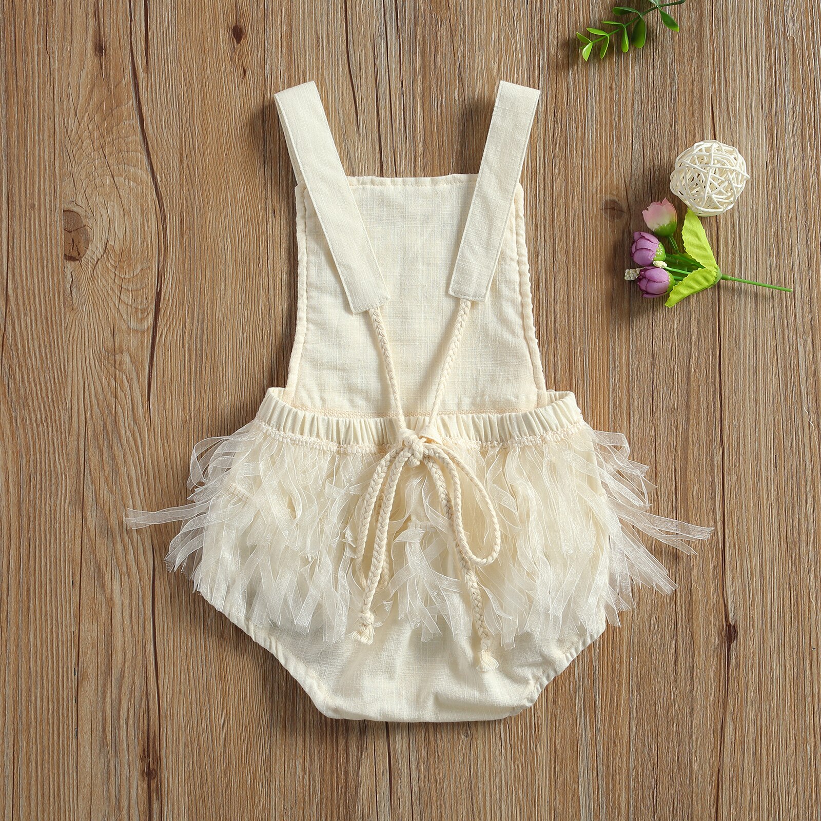 Citgeett Zomer 0-24M Peuter Baby Meisje Witte Bloemen Kant Kwastje Mouwloos Bodysuit Backless Solid Baby Jurk-stijl