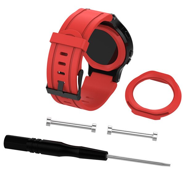 Siliconen Vervanging Polshorloge Band + Case Cover Voor Garmin Forerunner 225 horlogeband met tool Outdoor Sport bandjes Armband: Rood