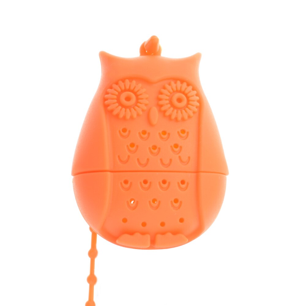 1 PC Cute Owl Tea Strainer Food Grade Food-grade silicone loose-leaf Tea Infuser Filter Diffuser Cup Steeper Tea Accessories: Orange