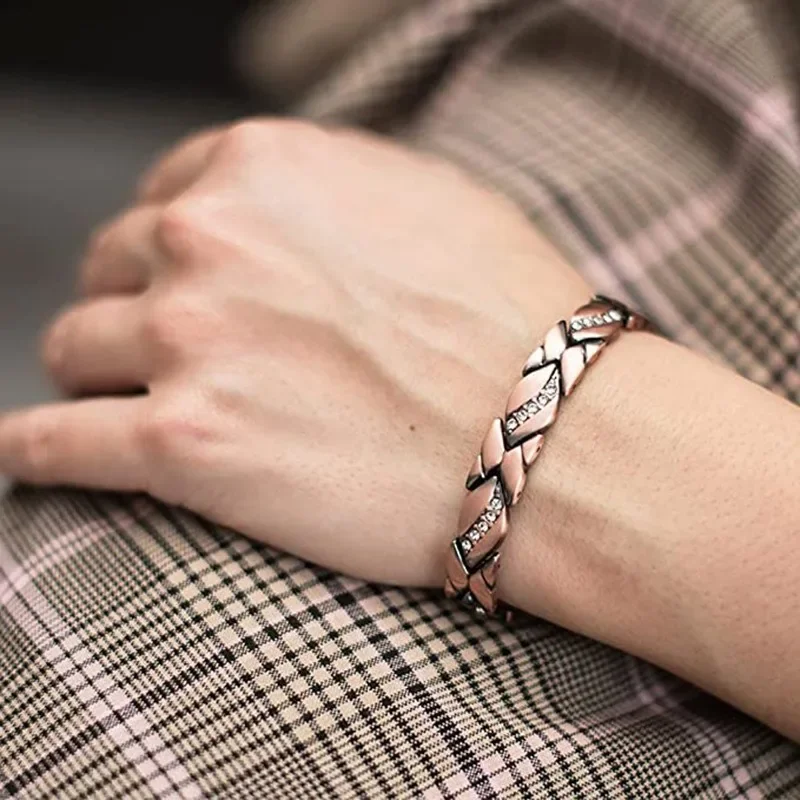 Magnetic Therapy Arthritis Pain Relief Bracelets for Women Magnetic Steel Titanium Health Bracelet with Crystal Jewelry