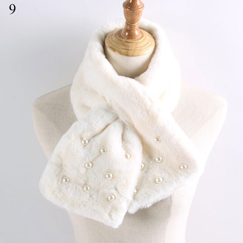 Imitatiebont warme dames sjaal winter dikke snood sjaal imitatiebont zachte sjaals effen kleur kraag sjaal voor dames: 9