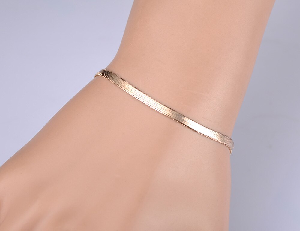 JeeMango Neue Edelstahl Schlange Kette Dünne Armbänder Armreifen Gold Farbe Jubiläum Chirstmas Für Frauen JB18075