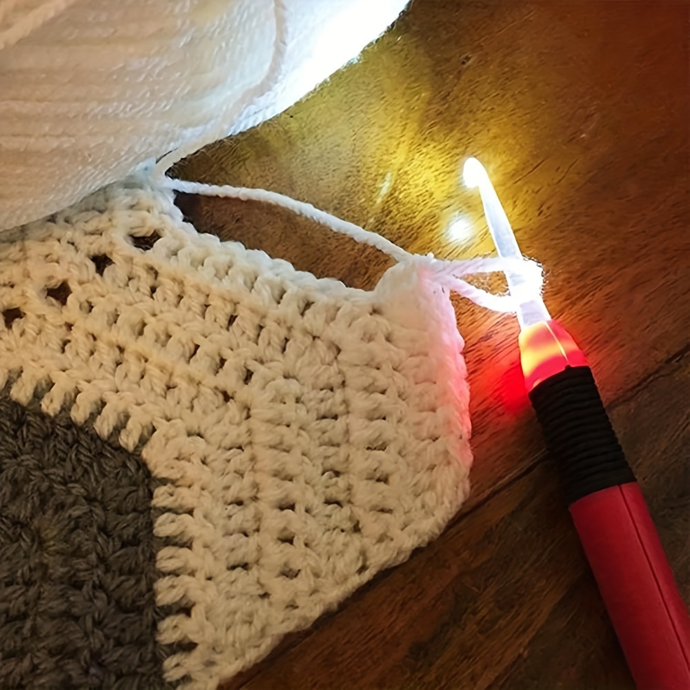 Crochets lumineux LED, aiguilles à tricoter, accessoires de tissage, outils, Crochet, bricolage, outil d'aiguille à tricoter lumineux, 1 pièce