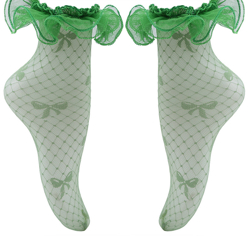 Summer Baby Girls Kids Toddler Lace Ruffle Princess Mesh Socks Children Breathable Ankle Sock: Green