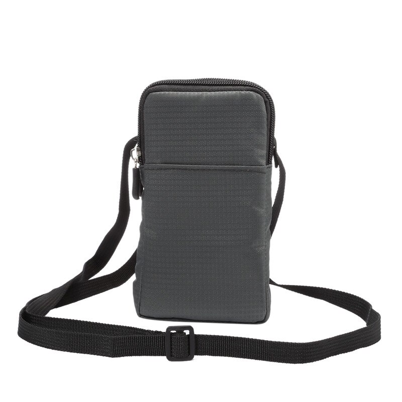 Yiang nylon universel tegnebog mobiltelefon taske 6.0 tommer mini cross body skuldertasker taske bærbar taske til iphone / samsung: Dyb grå
