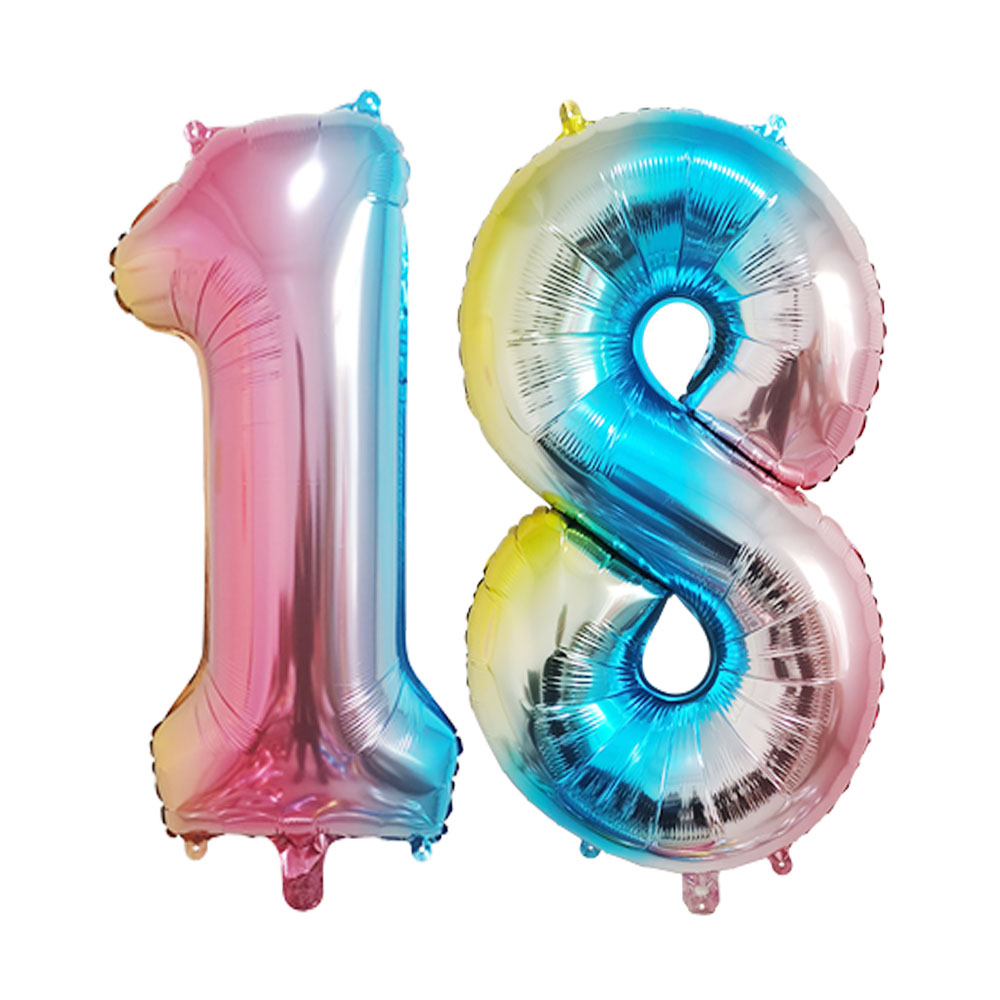 32 pulgadas Número grande dígitos oro negro plata verde rojo azul adulto 18 cumpleaños decoraciones globos suministros para de aniversario: LASER