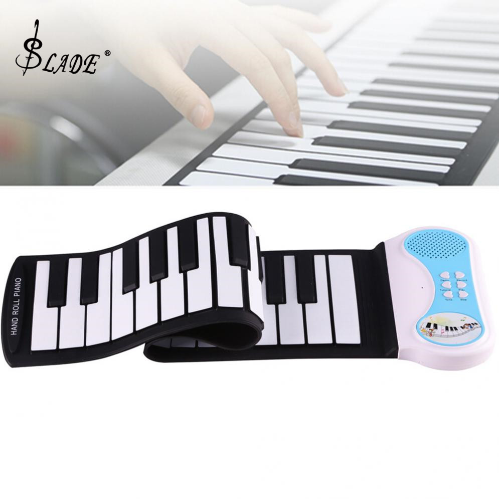 Teclado electrónico de Piano enrolladas a mano, Flexible, de 37 teclas, de iluminación para niños, actuación musical y entrenamiento