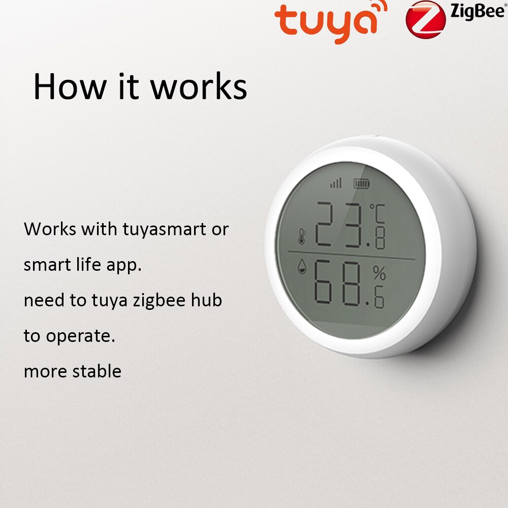 Tuya Smart Home ZigBee Temperature And Humidity Sensor Indoor Hygrometer Thermometer With LED Screen Works With Home Assistant