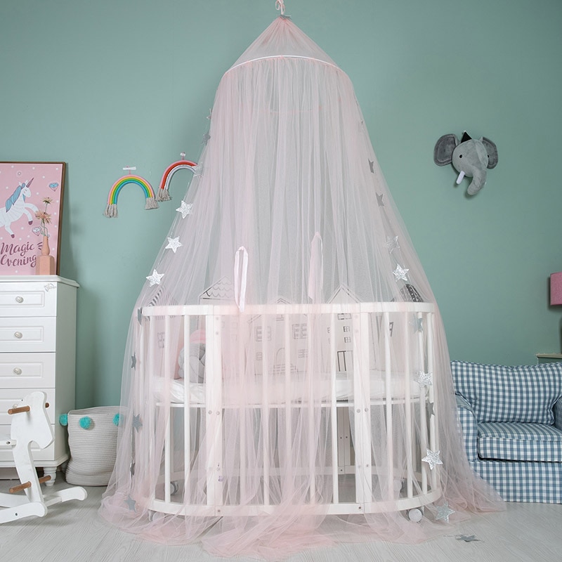 Baby Ronde decoraties Crib Netting Bed Opknoping Katoen Bed Luifel Klamboe Gordijn Voor Hangmat in De Baby 'S Room Vlag decor
