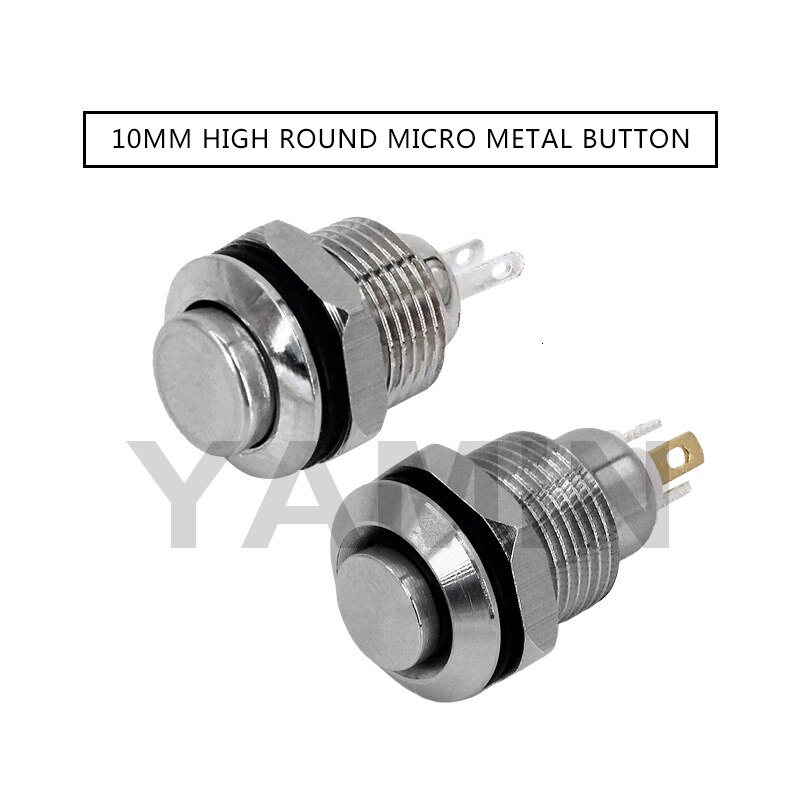 10mm Metal Push Button Switch Momentary Reset / Latching Lock Waterproof One Normally Open Ultra Small Miniature High Head