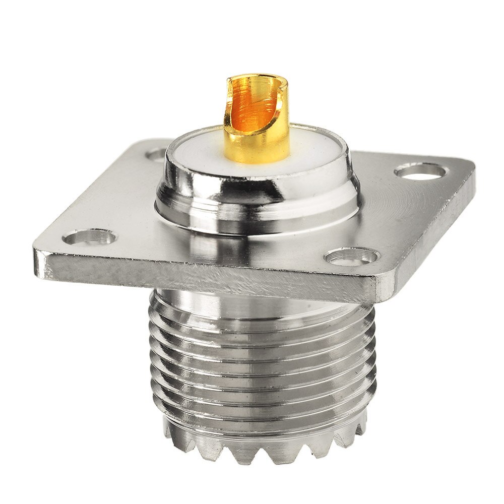Adaptador de Panel de 4 orificios con conector Coaxial RF hembra UHF/SO239 de eitwood 2 uds., con copa de soldadura para antena, Radio y wifi