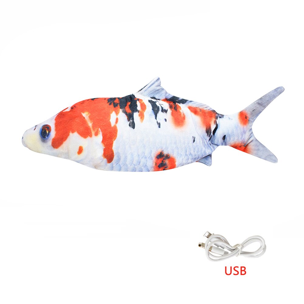 Pet Soft Electronic Fish Shape Cat Toy Electric USB Charging Simulation Fish Toys Funny Cat Chewing Playing Supplies Dropshiping: White carp