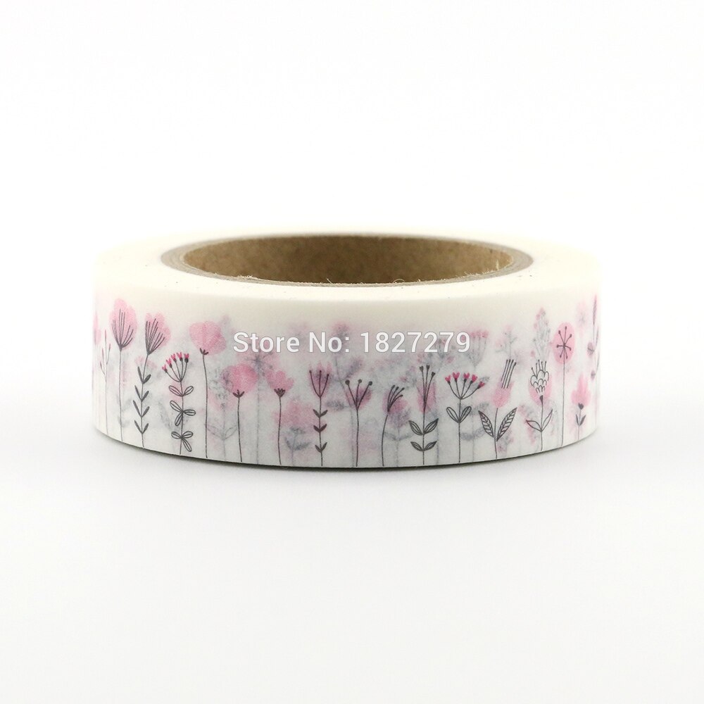 Cinta Washi de papel japonés para manualidades, cintas adhesivas de papel rosa, pegatinas, papelería decorativa, 1,5 cm x 10m, 1 unidad