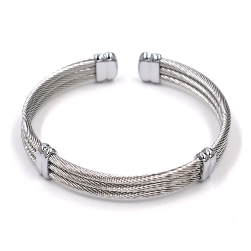 Fysara Beroemde Twist Draad Manchet Armbanden Stretch Rvs Kabel Armbanden Voor Vrouwen Mannen Punk Sieraden: 2