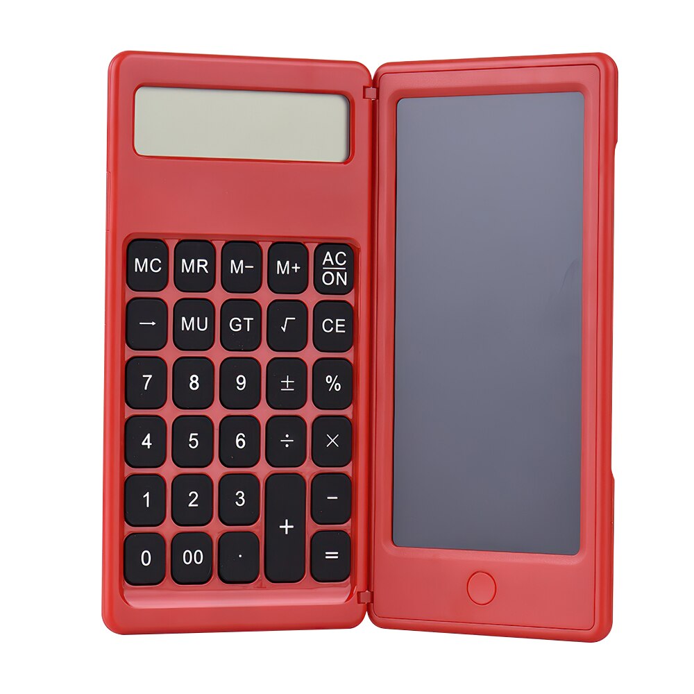 Spash faltbarer taschenrechner, tragbarer 12- stelliger taschenrechner mit 6- zoll-lcd-schreibtablett, zeichenfläche, stift und radierfunktion: Rot