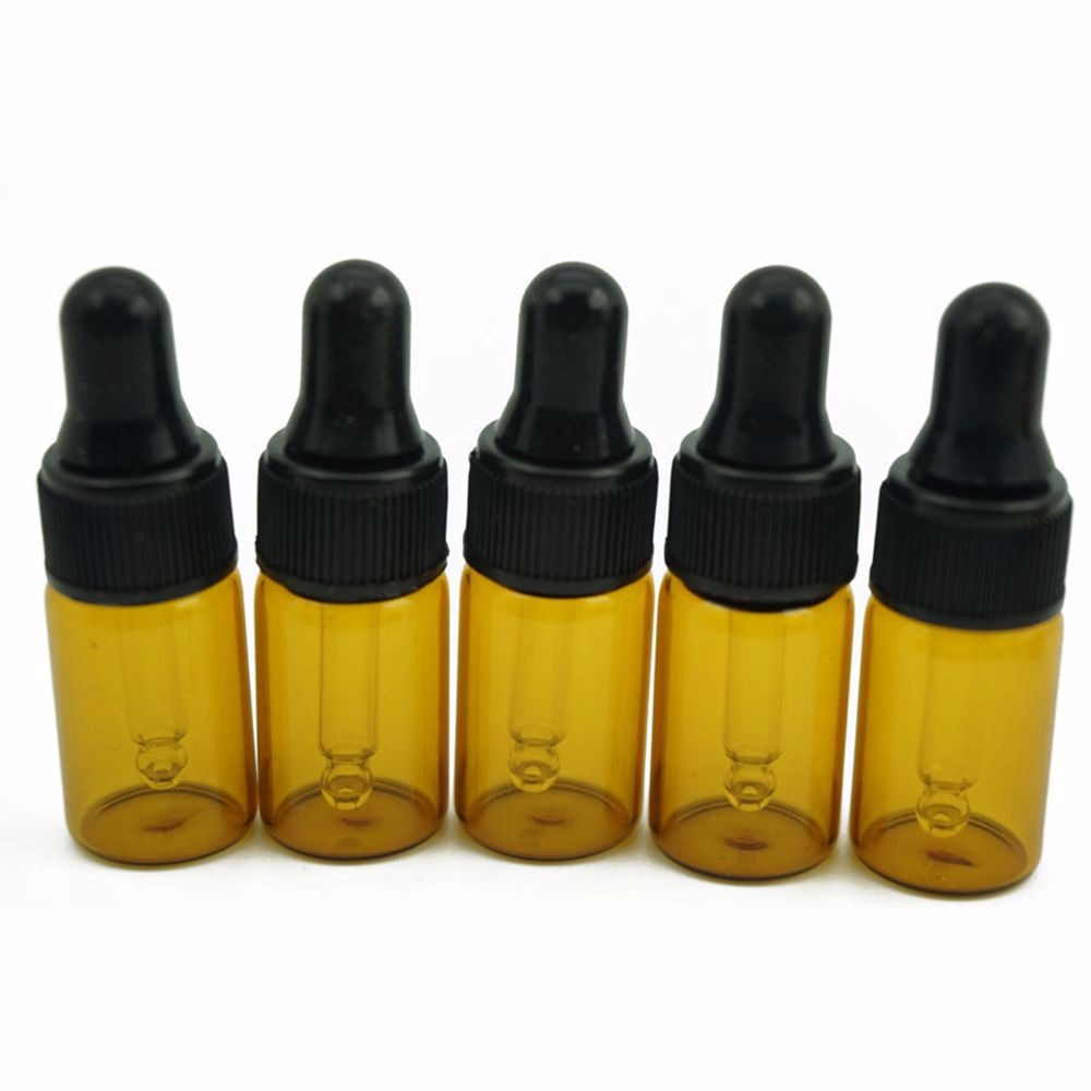 1pc Lege Druppelflesje Amber etherische olie Glas Aromatherapie Vloeibare Bruin 3ml voor massage Pipet Flessen Hervulbare