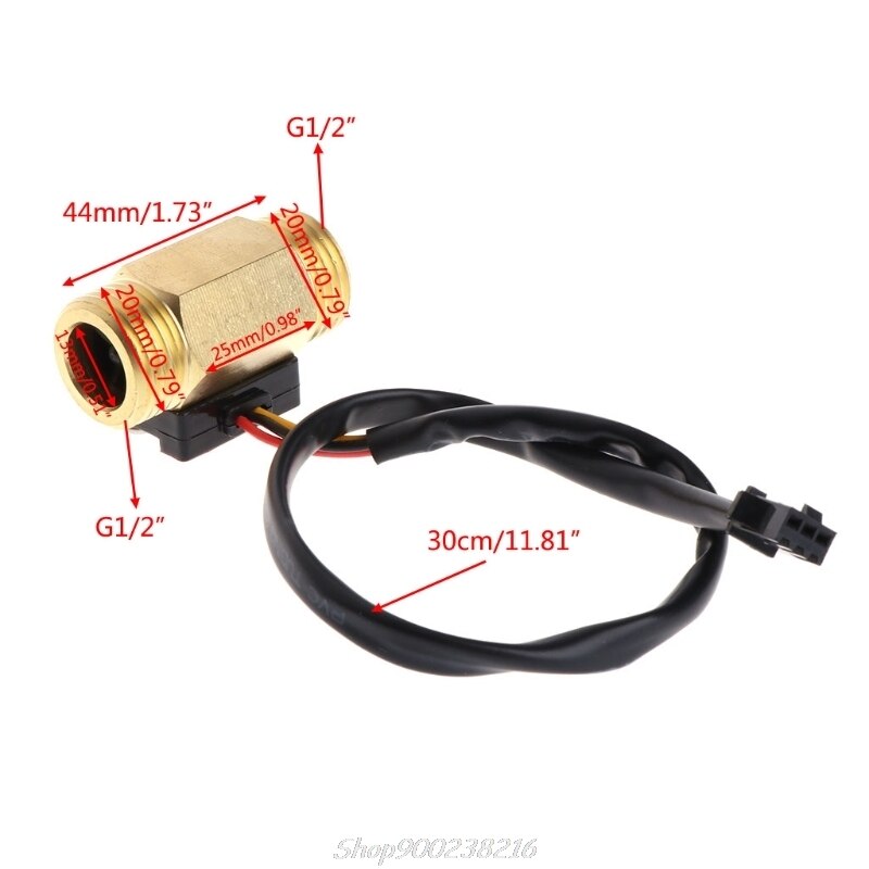 thumbnail image 2 of G1/2 Water Flow Sensor Fluid Flowmeter Switch Counter, 1-30L/min, New 2 of 6