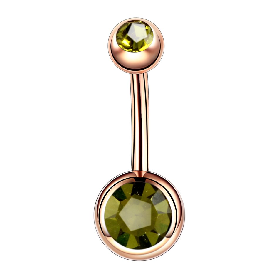 1PC Steel Piercings Ombligo 14G Navel Piercing Belly Button Piercing Nombril Rose Gold Dangle Earring Belly Barbell Body Jewelry: Chrysolite