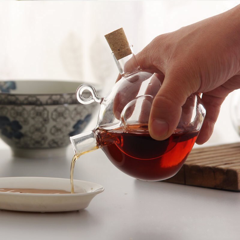 de doble capa botella de vidrio con especias de Oliva de vidrio frasco de aceite de botella de vinagre de olla dispensador de salsas decorar herramientas de cocina