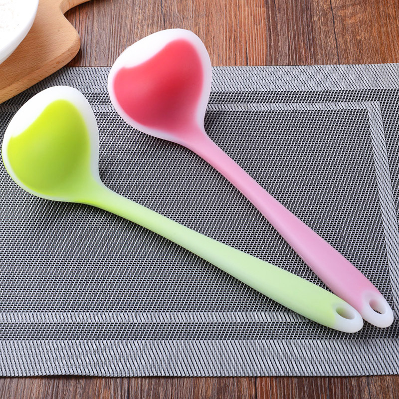Long Handle Silicone Soup Spoon High-Temperature Anti Handle Non-Stick Large Food Spoons Cooking Utensils Kitchen Tool