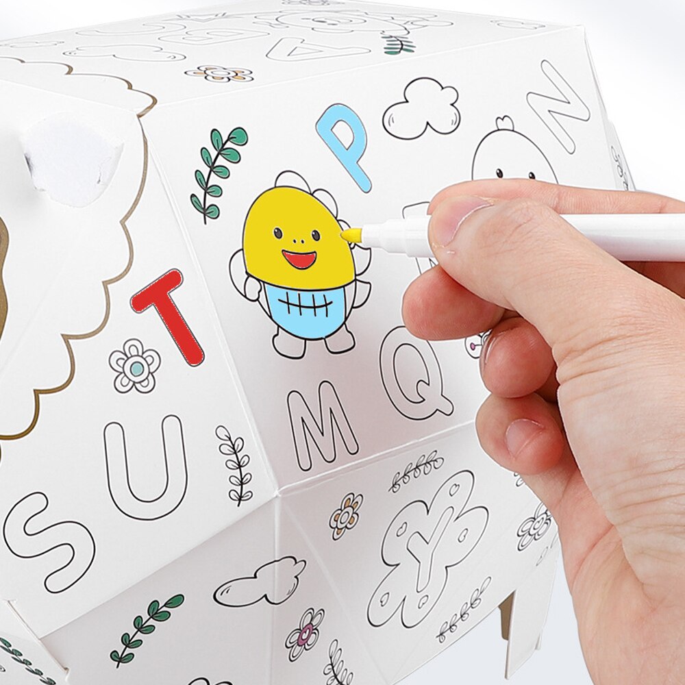 Casa de montaje de Graffiti pintada a mano DIY para niños, papel de Origami en 3D, juguetes para casa, juguetes interactivos educativos para bebés, juguetes de